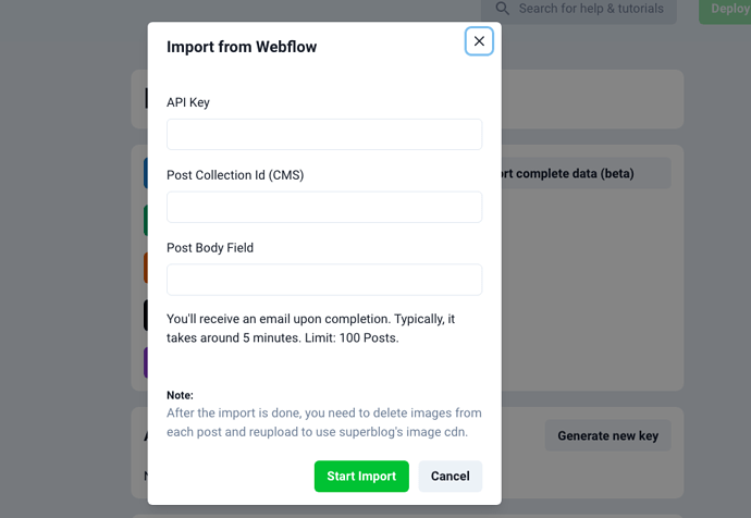 Migrate from Webflow to Superblog